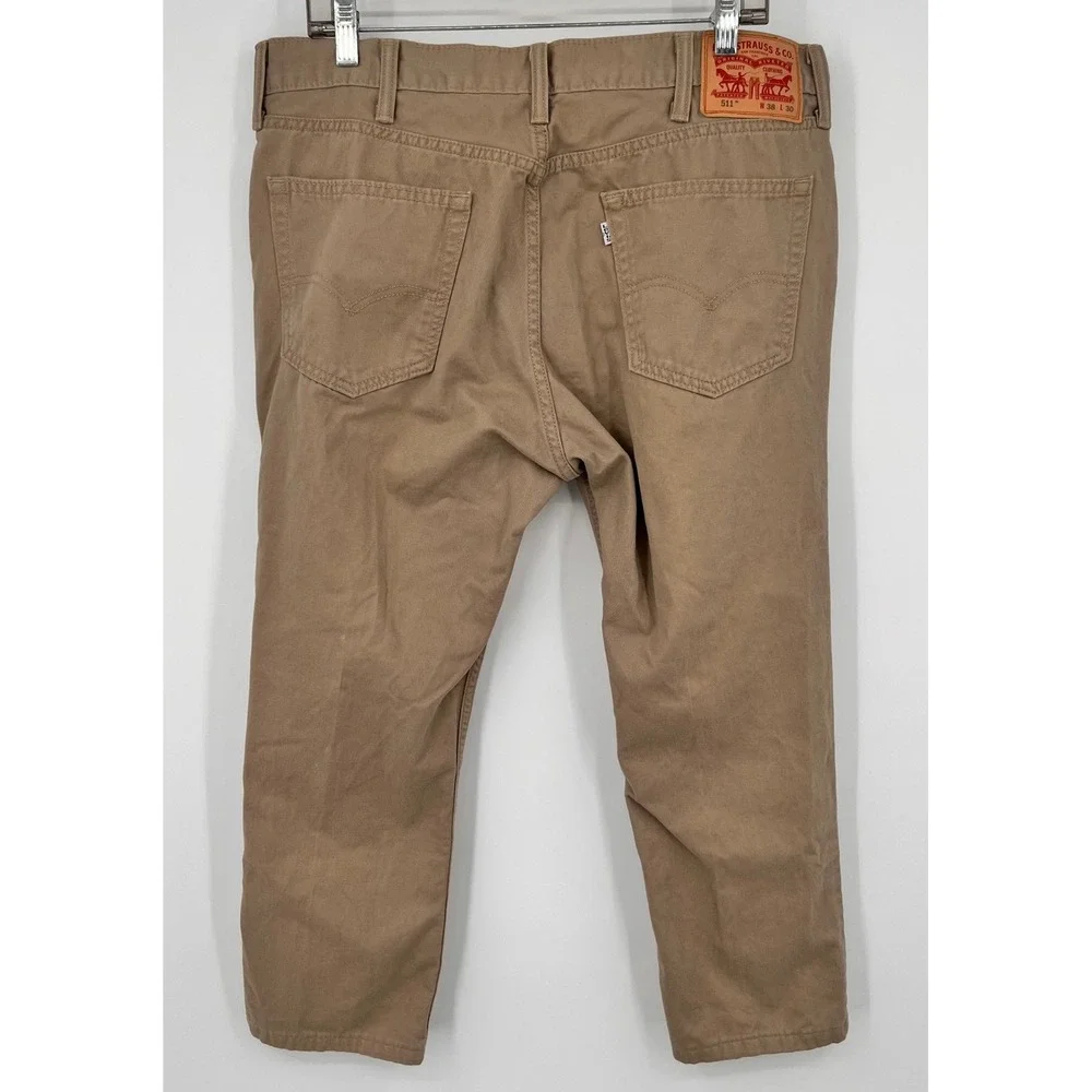 Levis 511 Slim Fit Khaki Pants Mens 38x30 Tan Cotton Chino Trousers 540196‎